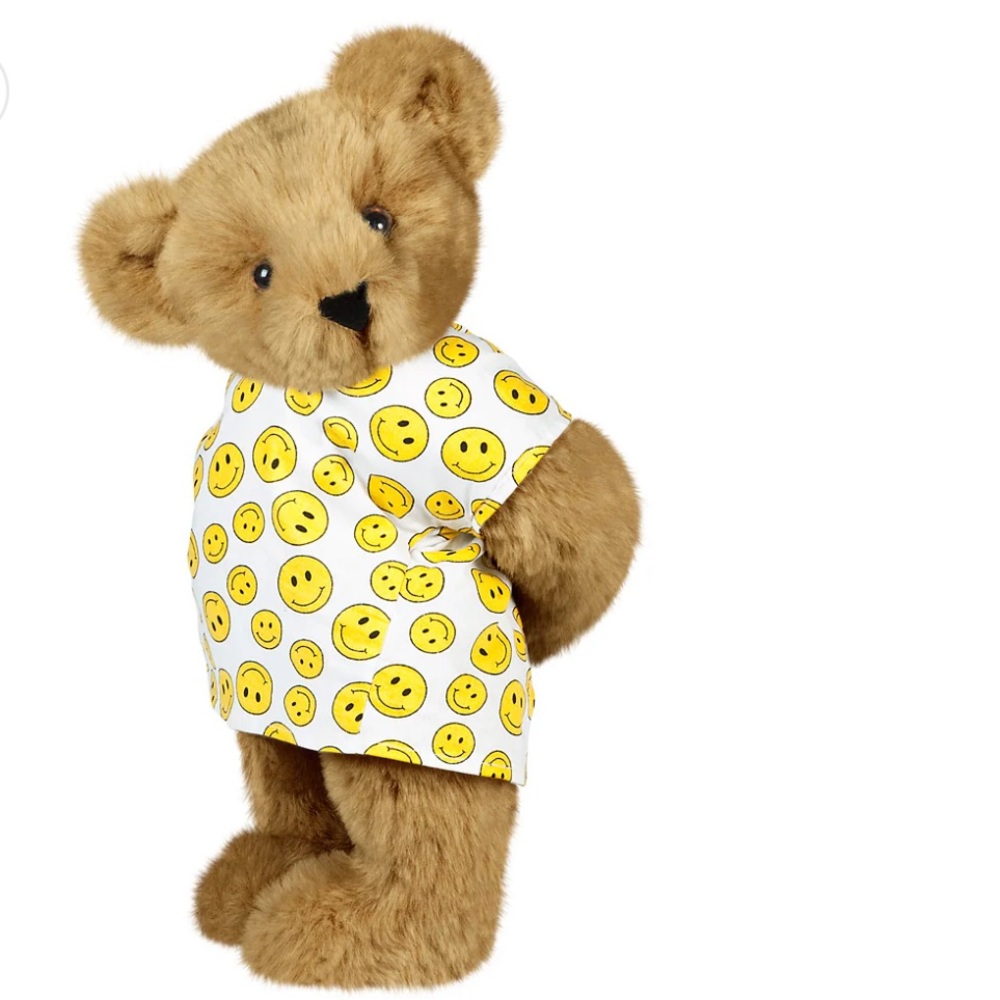 Vermont Teddy Bear 15” jointed teddy  Get Well Bear in Hospital Gown - EUC